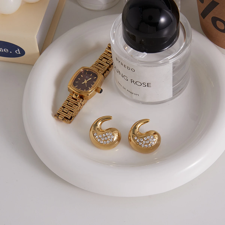 Brincos Gota D'Água com Strass Uworld | Brincos em Aço Inoxidável Banhado a Ouro 18K PVD, Presente para Mulheres 6