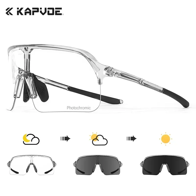 KAPVOE K9412A Photochromic Cycling Glasses - Large 150mm Lenses, UV400, TR-90 13