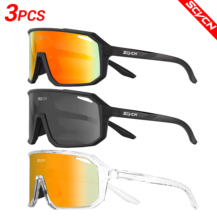 Pack 3 Óculos de Ciclismo Fotocrómicos SCVCN - Lentes que Escurecem com o Sol, UV400 | Unissex 11