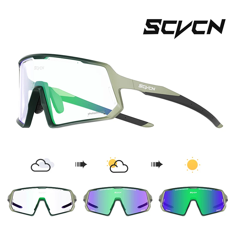 SCVCN S164 Cycling Glasses - Photochromic Lenses and Extra-Wide Field of Vision (151mm) | UV400 14