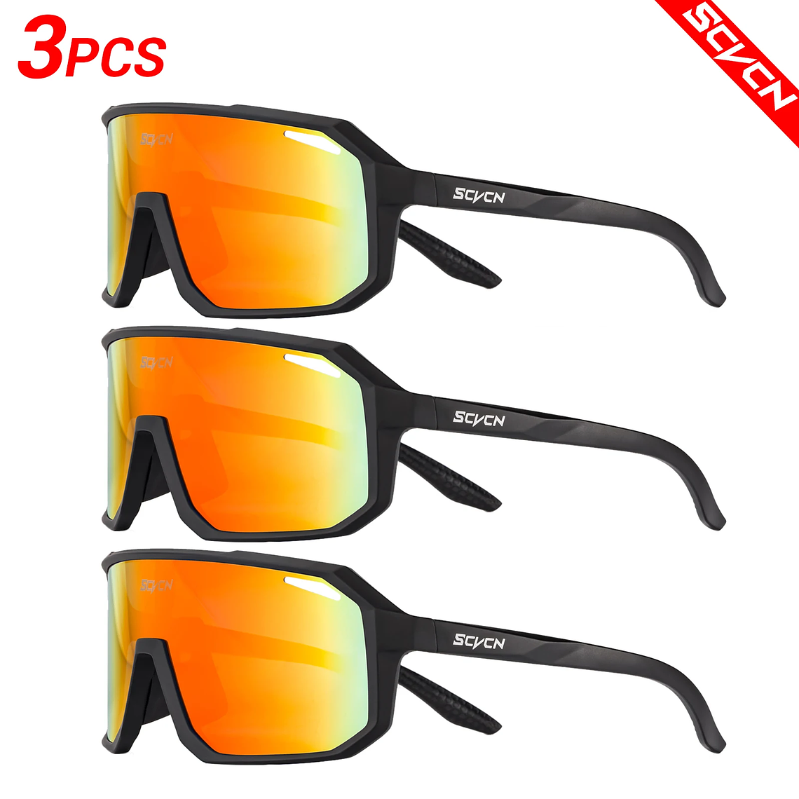 Pack 3 Óculos de Ciclismo Fotocrómicos SCVCN - Lentes que Escurecem com o Sol, UV400 | Unissex 12