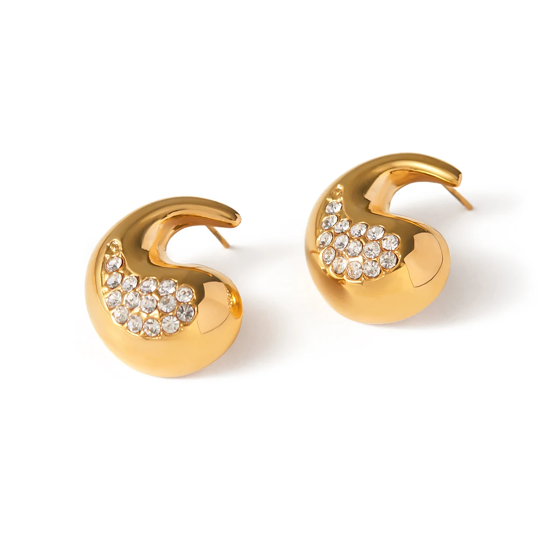 Brincos Gota D'Água com Strass Uworld | Brincos em Aço Inoxidável Banhado a Ouro 18K PVD, Presente para Mulheres 7