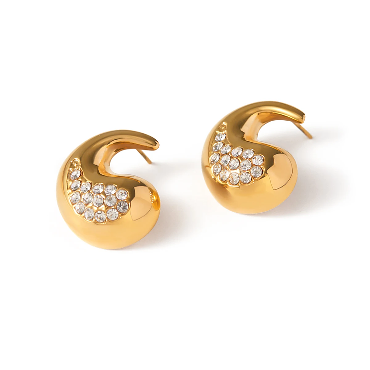 Brincos Gota D'Água com Strass Uworld | Brincos em Aço Inoxidável Banhado a Ouro 18K PVD, Presente para Mulheres 7