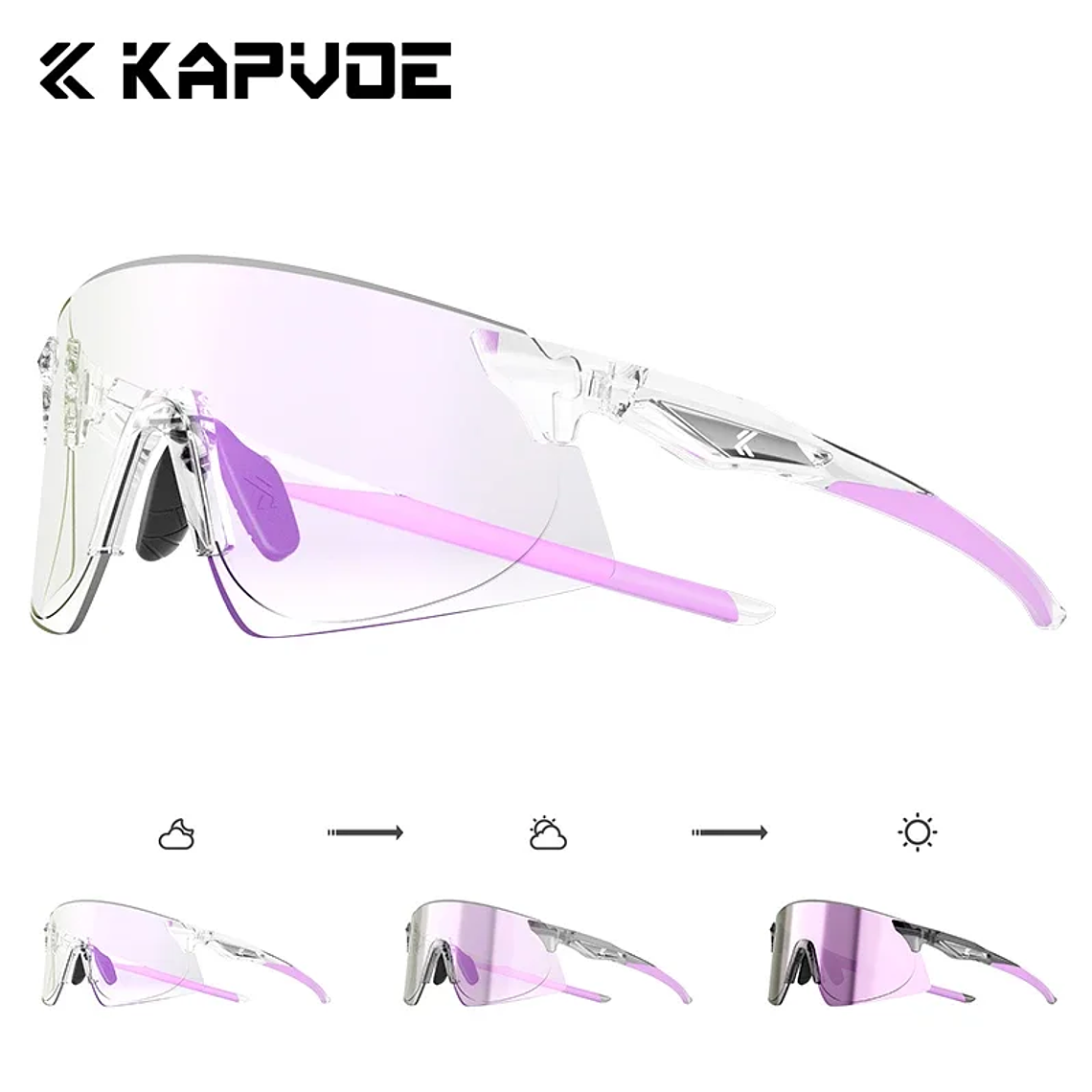 Óculos Fotocromáticos KAPVOE para Ciclismo e Running | UV400, Lentes que Ajustam ao Sol | Unissexo para MTB e Outdoor 17