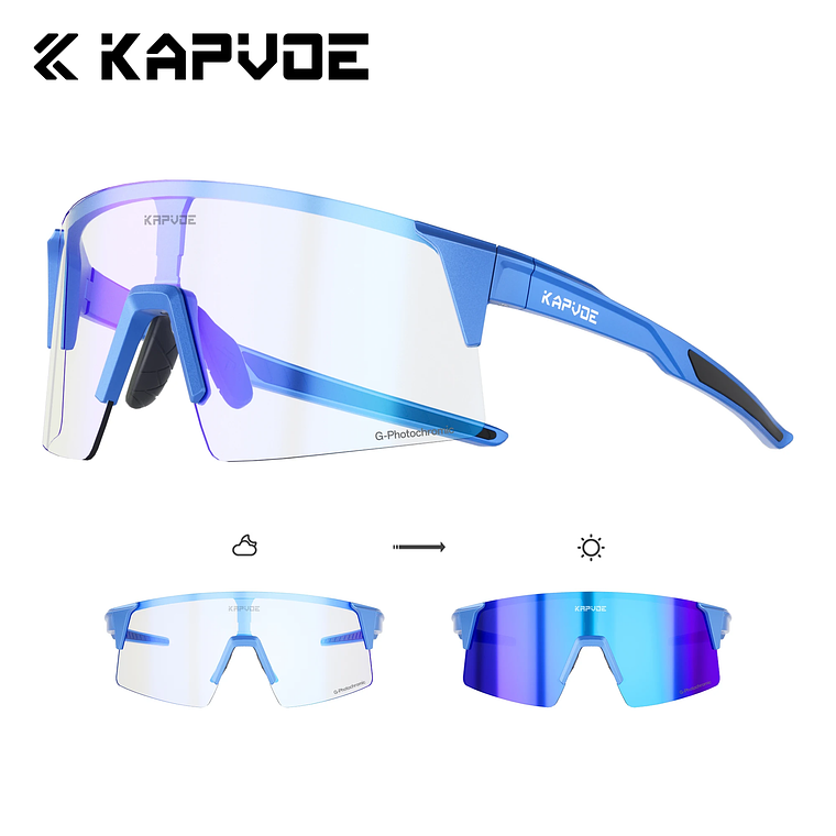 Óculos de Ciclismo Fotocrômico Kapvoe com Tecnologia HD High Contrast | Óculos de Estrada e MTB UV400 para Homens e Mulheres 14