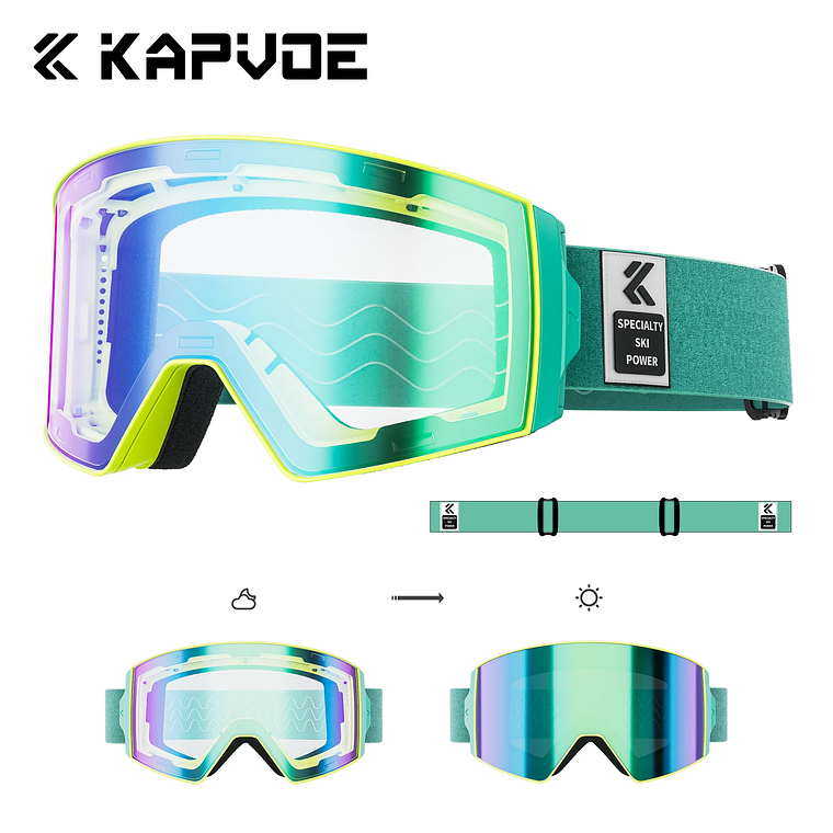 Óculos de Esqui Fotocrômico KAPVOE com Lentes Magnéticas | Máscara de Neve Anti-embaçante UV400 Unissex para Snowboard e Esportes de Inverno 11