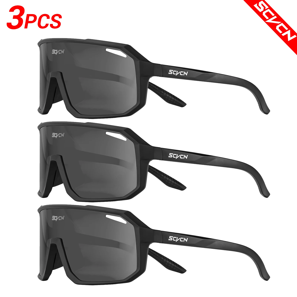 Pack 3 Óculos de Ciclismo Fotocrómicos SCVCN - Lentes que Escurecem com o Sol, UV400 | Unissex 13