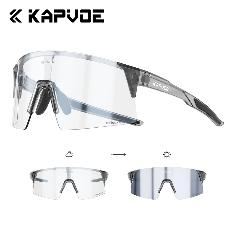 Óculos de Ciclismo Fotocrômico Kapvoe com Tecnologia HD High Contrast | Óculos de Estrada e MTB UV400 para Homens e Mulheres 17