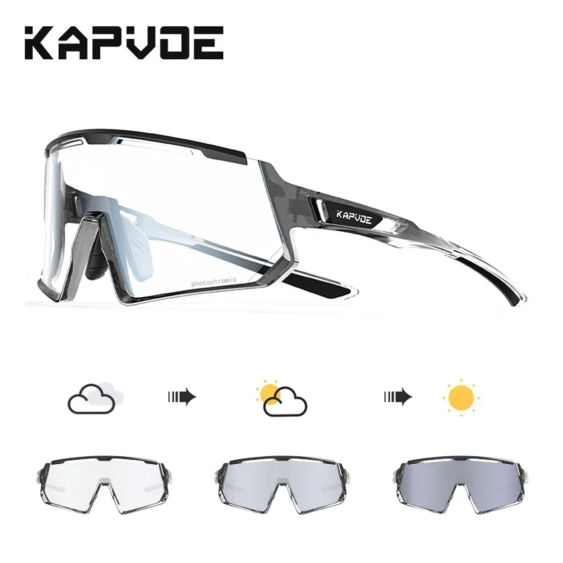 KAPVOE Photochromic Outdoor Cycling Sunglasses Bike Cycling Glasses Men Women MTB Road Bicycle Sports Running UV400 Goggles Sale 16