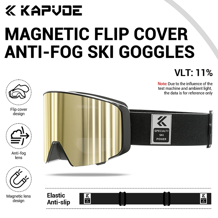 Óculos de Esqui Fotocrômico com Lentes Magnéticas KAPVOE | Máscara de Neve Anti-embaçante UV400 para Snowmobile e Snowboard 13