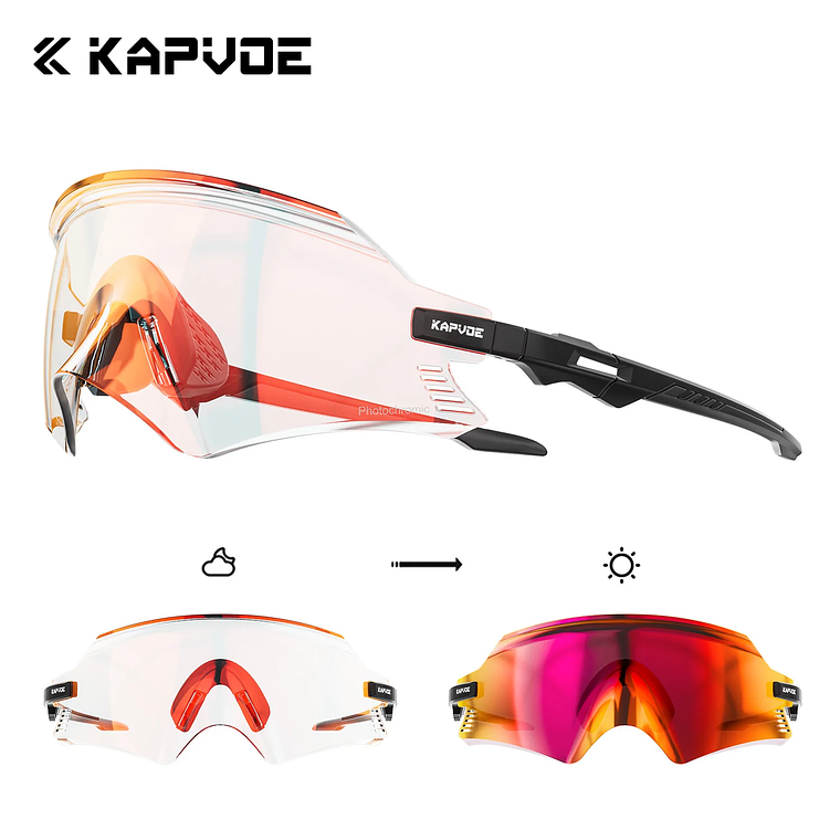 Óculos de Ciclismo Fotocrómicos KAPVOE Unissexo | Lentes UV400 e Ajustáveis para Desporto 10