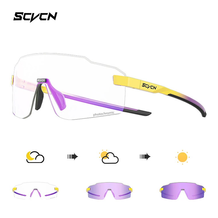 Óculos de Ciclismo Fotocrômicos SCVCN UV400 | Óculos Esportivos para Mountain Bike, Corrida e Atividades ao Ar Livre - Unissex 8