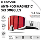 Óculos de Esqui com Lentes Magnéticas KAPVOE | Máscara de Neve Anti-embaçante UV400 para Snowboard e Esqui - Adultos e Mulheres - Thumbnail 8
