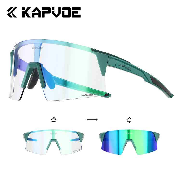 Óculos de Ciclismo Fotocrómicos KAPVOE | Tecnologia HD e Proteção UV400 para Desporto 8