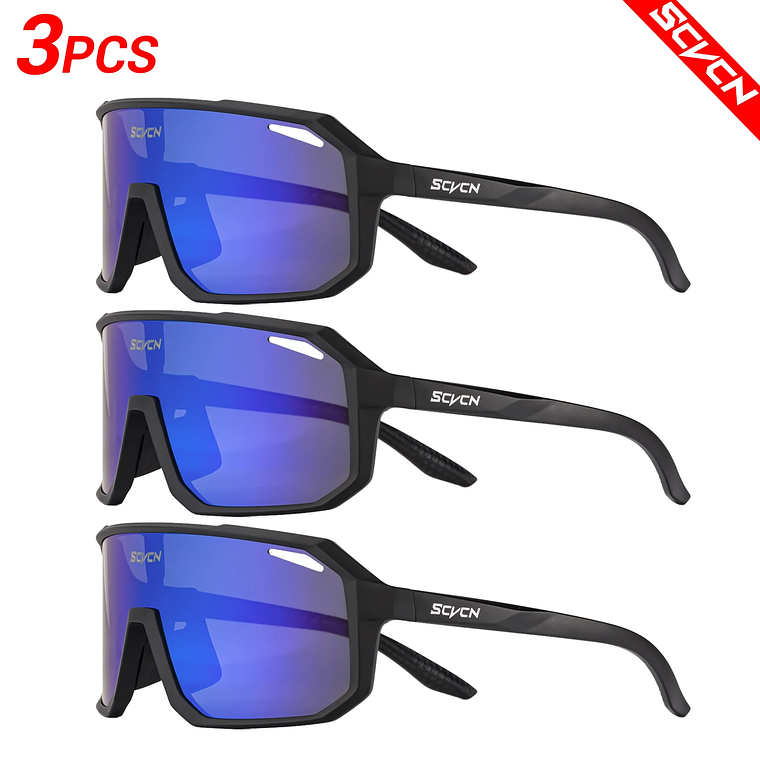 Pack 3 Óculos de Ciclismo Fotocrómicos SCVCN - Lentes que Escurecem com o Sol, UV400 | Unissex 14