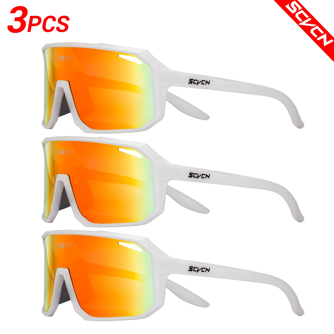 Pack 3 Óculos de Ciclismo Fotocrómicos SCVCN - Lentes que Escurecem com o Sol, UV400 | Unissex 16
