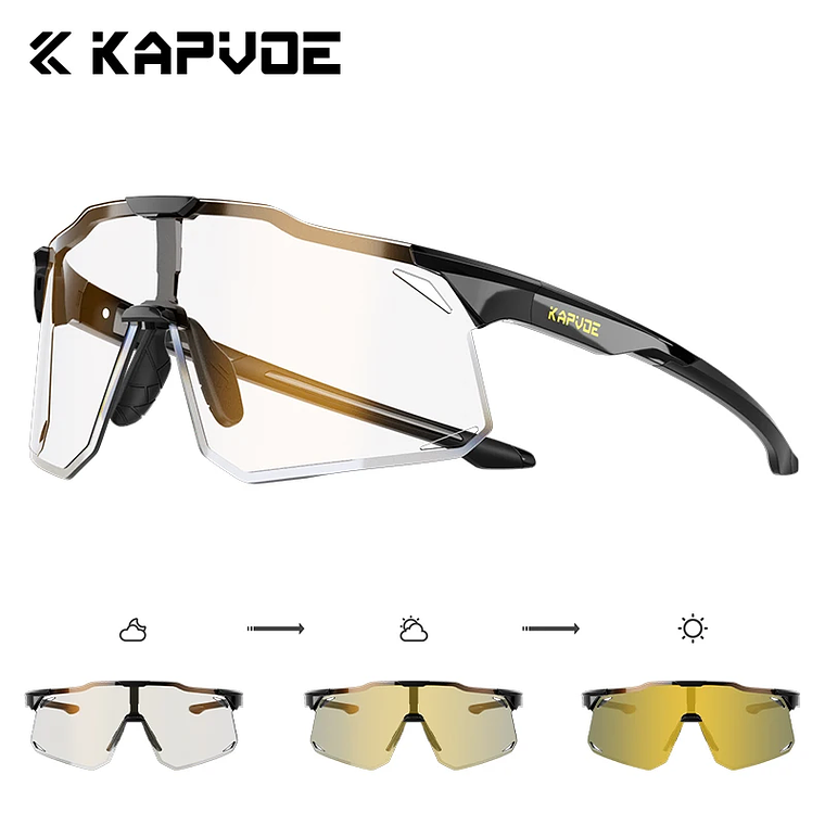 Óculos de Ciclismo KAPVOE Fotocrômico UV400 | Óculos de Estrada e MTB com Lente Film-Variable para Homens e Mulheres 15