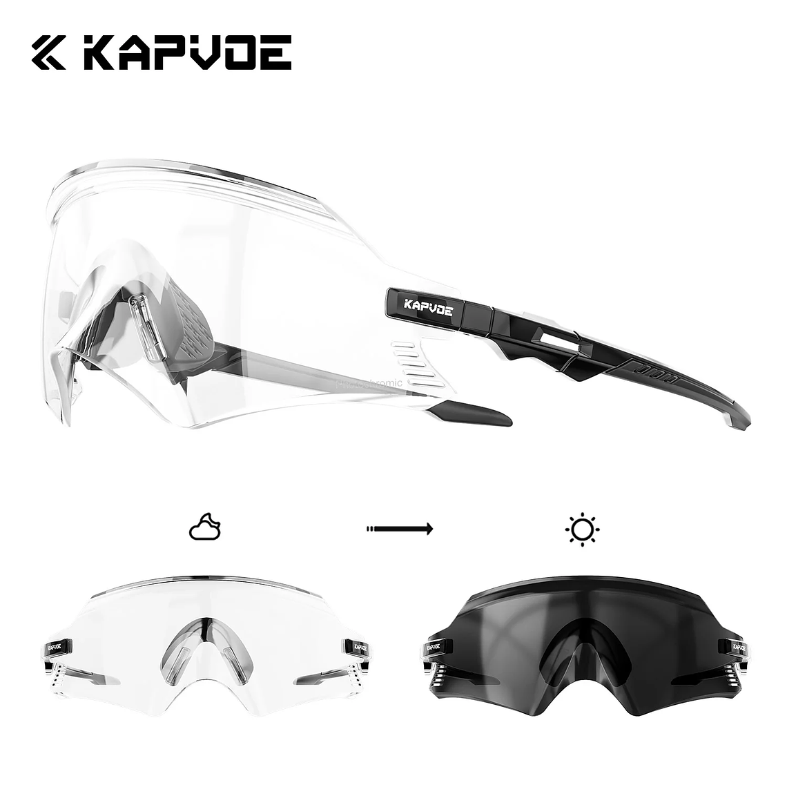 Óculos de Ciclismo Fotocrómicos KAPVOE Unissexo | Lentes UV400 e Ajustáveis para Desporto 13