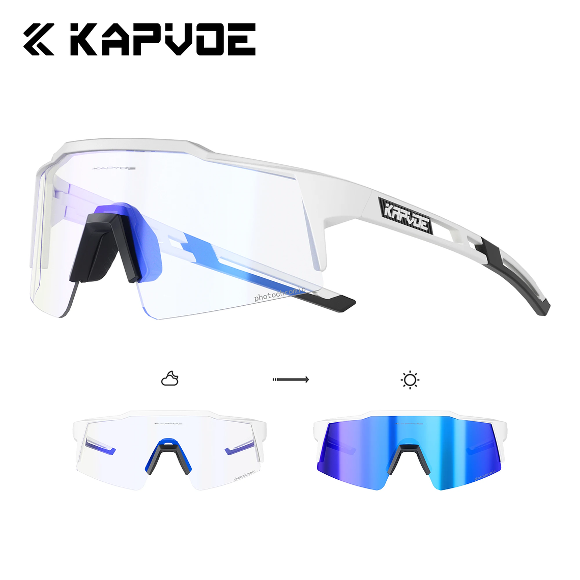 Óculos de Ciclismo Fotocromáticos KAPVOE | Lentes que Escurecem com o Sol, UV400+ | Para Mulheres, BTT e Outdoor 20