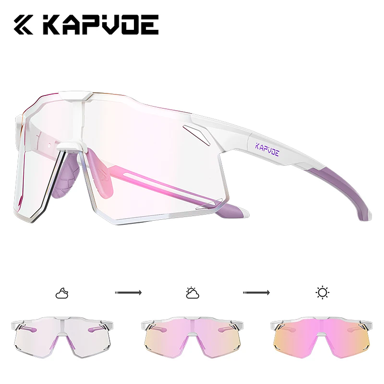 Óculos de Ciclismo KAPVOE Fotocrômico UV400 | Óculos de Estrada e MTB com Lente Film-Variable para Homens e Mulheres 16