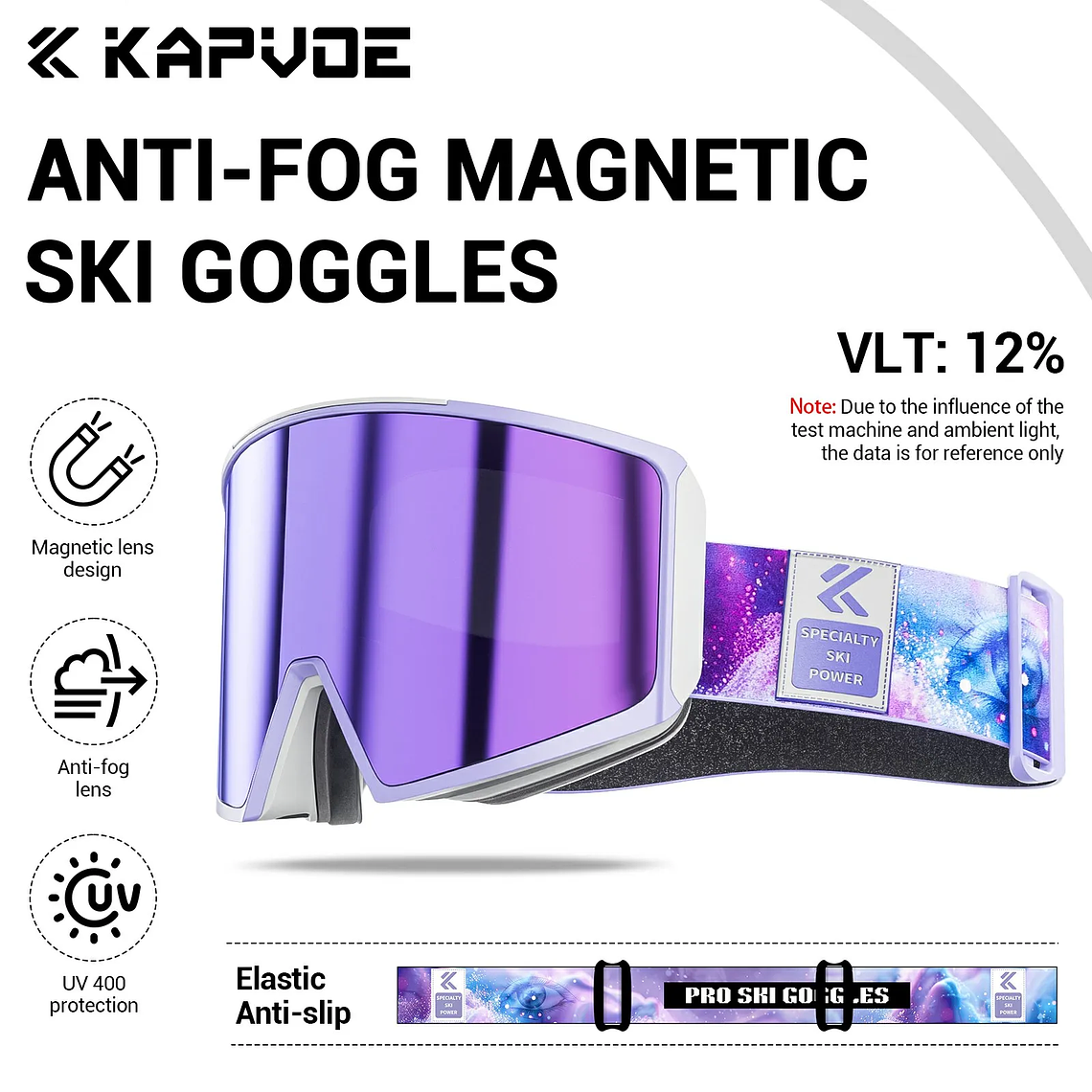 Óculos de Esqui com Lentes Magnéticas KAPVOE | Máscara de Neve Anti-embaçante UV400 para Snowboard e Esqui - Adultos e Mulheres 13