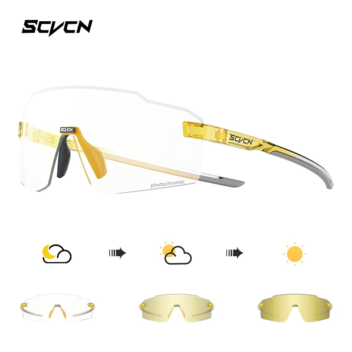 Óculos de Ciclismo Fotocrômicos SCVCN UV400 | Óculos Esportivos para Mountain Bike, Corrida e Atividades ao Ar Livre - Unissex 12