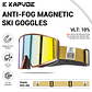 Óculos de Esqui com Lentes Magnéticas KAPVOE | Máscara de Neve Anti-embaçante UV400 para Snowboard e Esqui - Adultos e Mulheres - Thumbnail 14