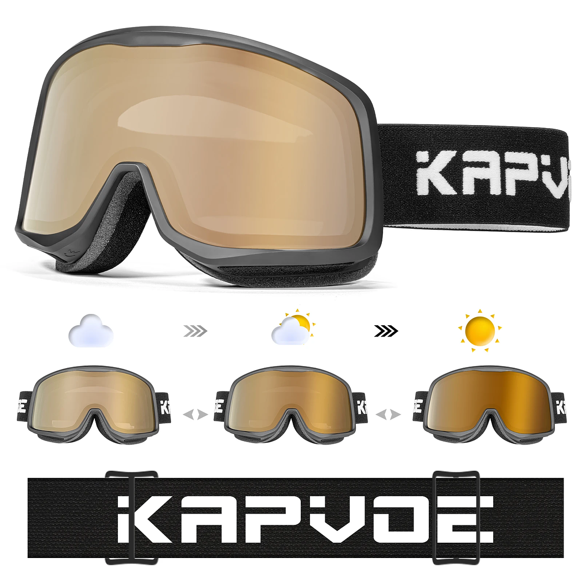 KAPVOE Photochromic Ski Goggles Winter 2024 | UV400, Anti-fog and Integrated Mask 16