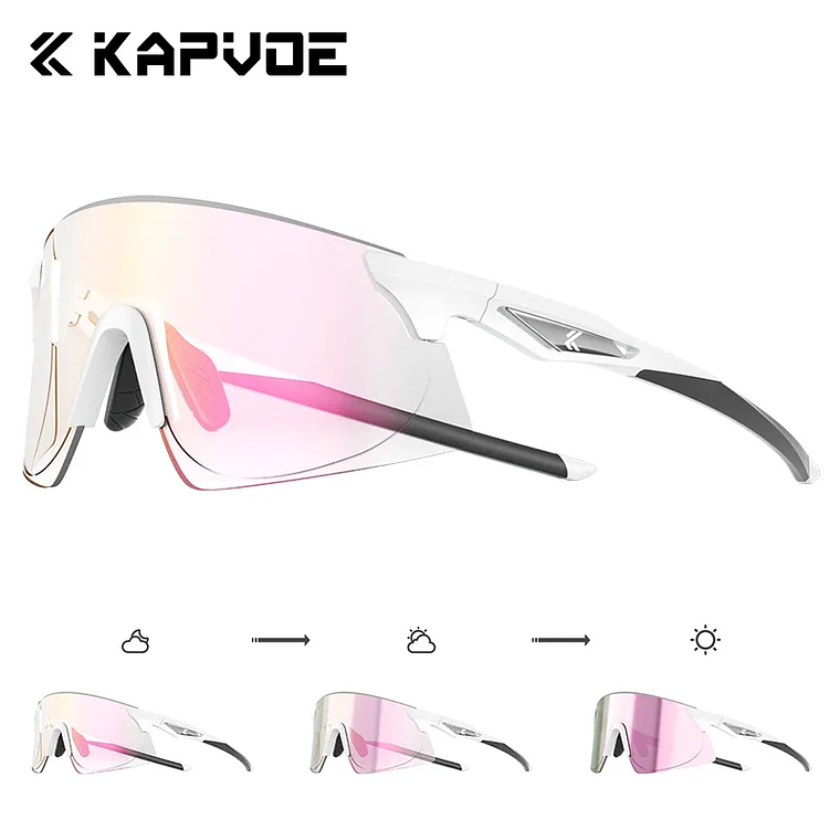 Óculos Fotocromáticos KAPVOE para Ciclismo e Running | UV400, Lentes que Ajustam ao Sol | Unissexo para MTB e Outdoor 21