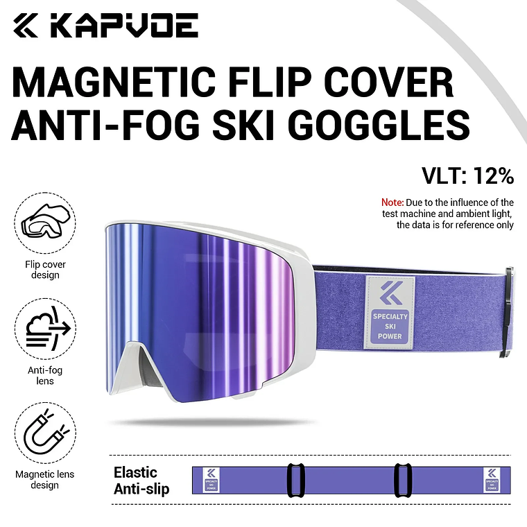 Óculos de Esqui Fotocrômico com Lentes Magnéticas KAPVOE | Máscara de Neve Anti-embaçante UV400 para Snowmobile e Snowboard 18