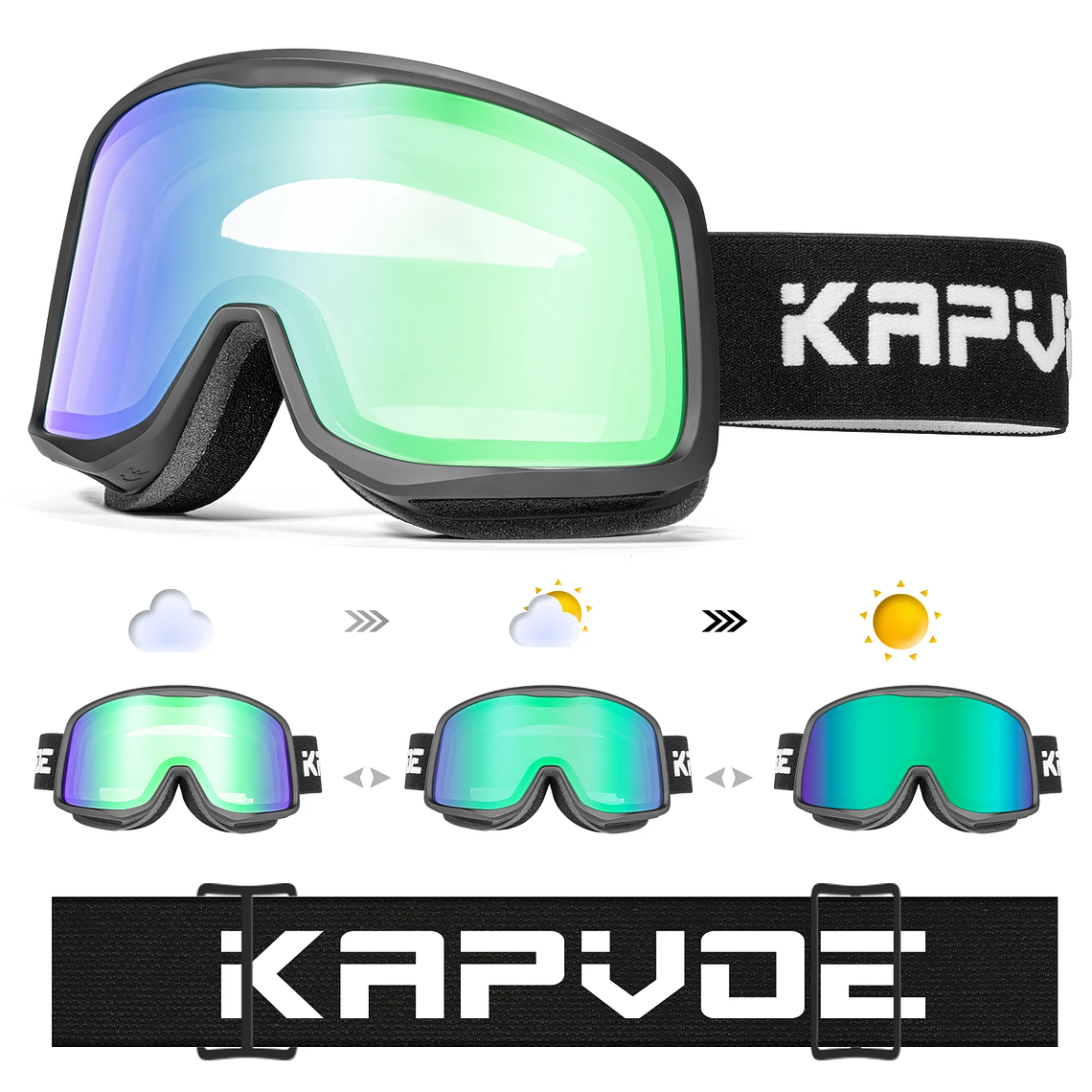 KAPVOE Photochromic Ski Goggles Winter 2024 | UV400, Anti-fog and Integrated Mask 18