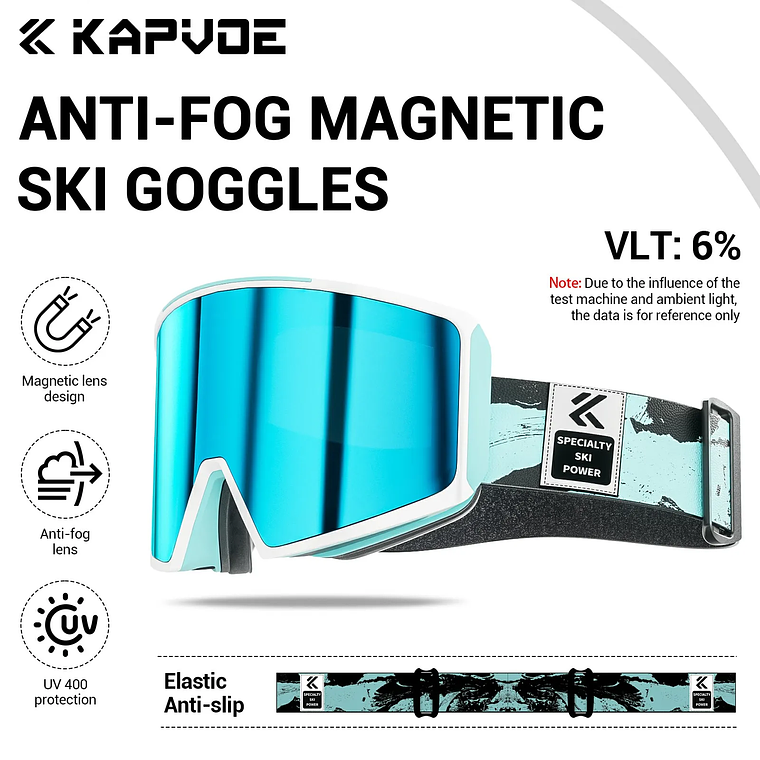 Óculos de Esqui com Lentes Magnéticas KAPVOE | Máscara de Neve Anti-embaçante UV400 para Snowboard e Esqui - Adultos e Mulheres 17