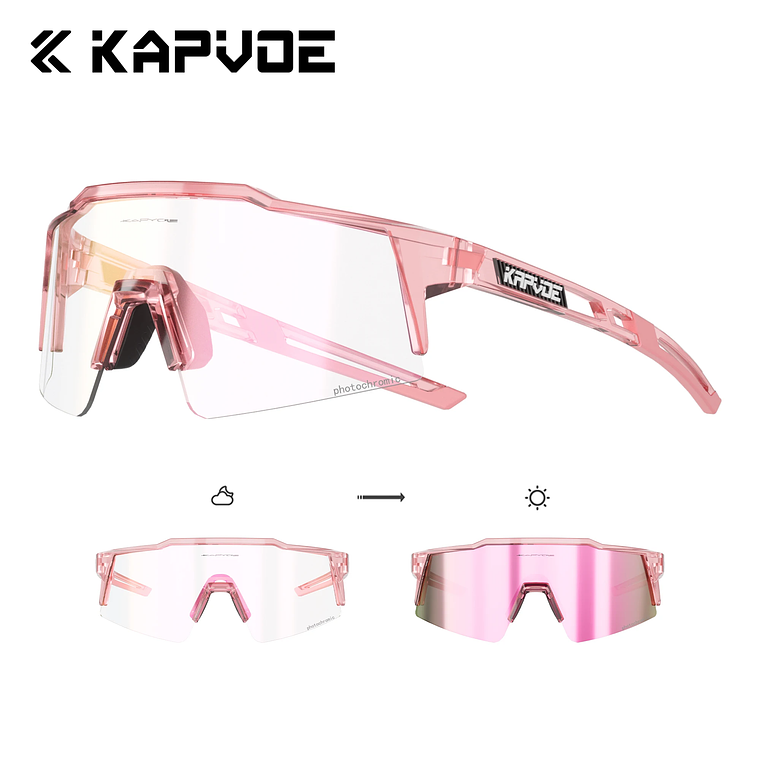 Óculos de Ciclismo Fotocromáticos KAPVOE | Lentes que Escurecem com o Sol, UV400+ | Para Mulheres, BTT e Outdoor 25