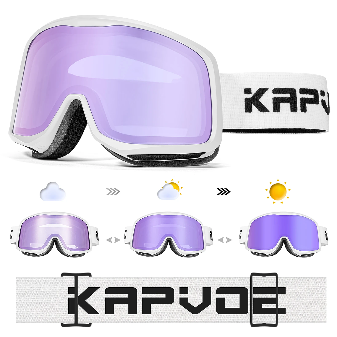 KAPVOE Photochromic Ski Goggles Winter 2024 | UV400, Anti-fog and Integrated Mask 20