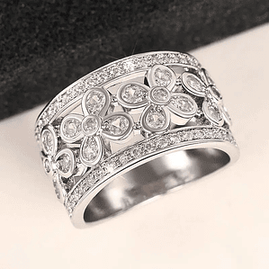 Anel de Noiva Cocktail com Zircónia Cúbica | Brilhante e de Luxo, Vários Tamanhos | Acessório para Festa e Moda