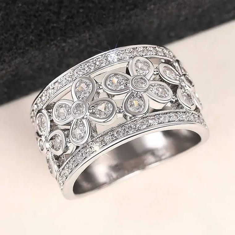 Anel de Noiva Cocktail com Zircónia Cúbica | Brilhante e de Luxo, Vários Tamanhos | Acessório para Festa e Moda 1