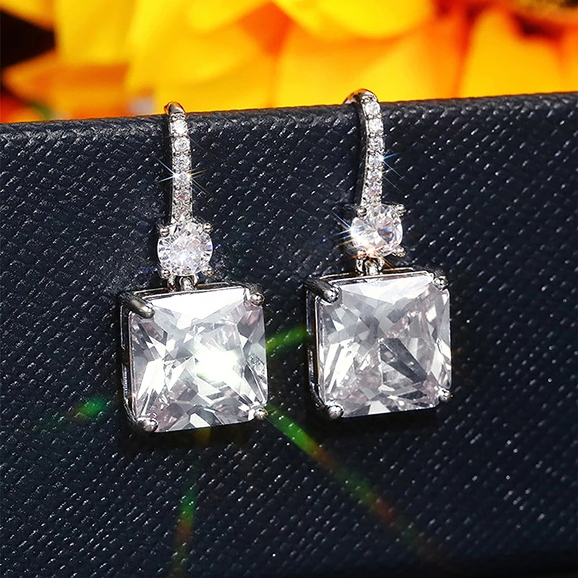 Brincos Pendentes Versáteis com Zircónia Cúbica | Amarelo e Branco Brilhante | Para Festa, Noivado ou Dia a Dia 3