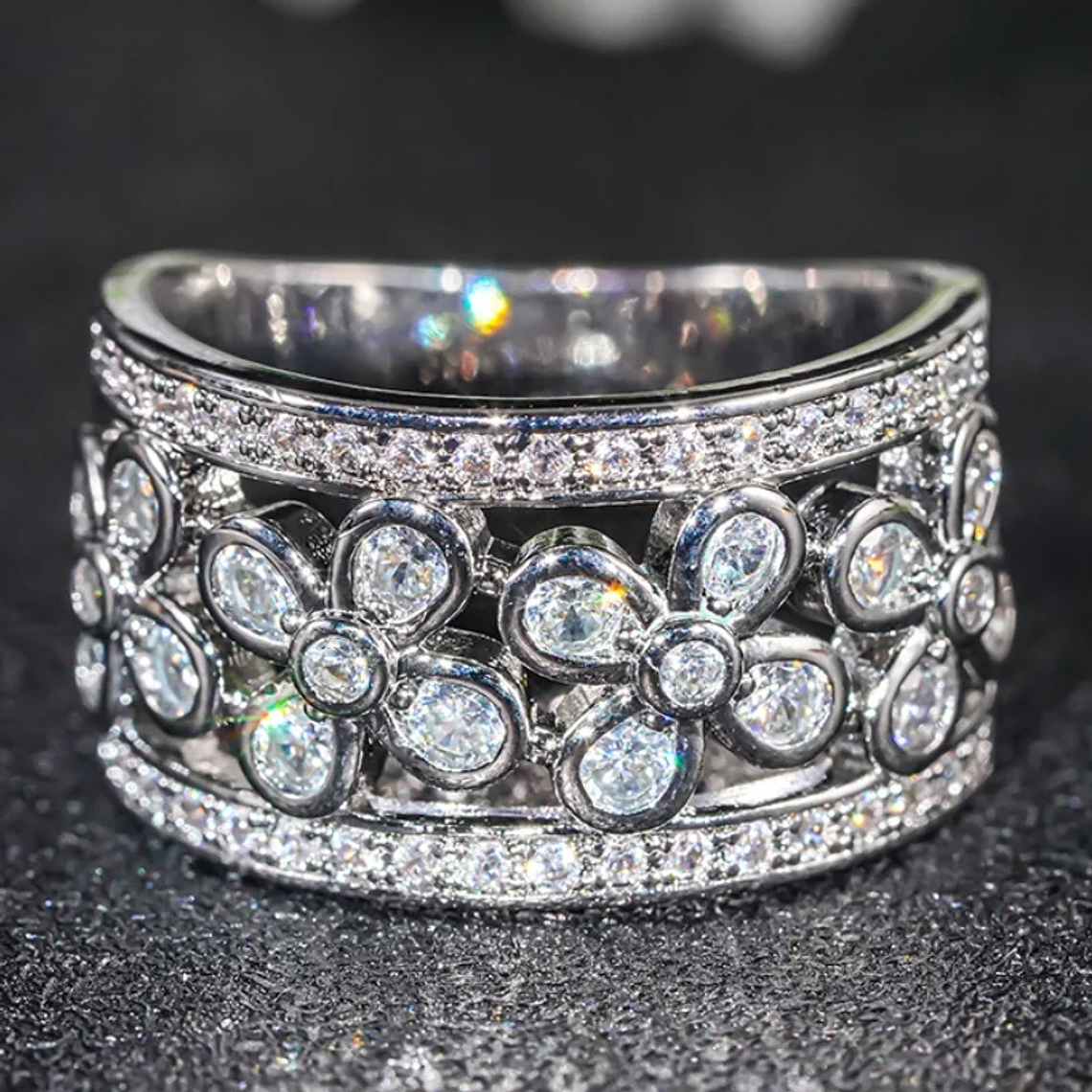 Anel de Noiva Cocktail com Zircónia Cúbica | Brilhante e de Luxo, Vários Tamanhos | Acessório para Festa e Moda 2