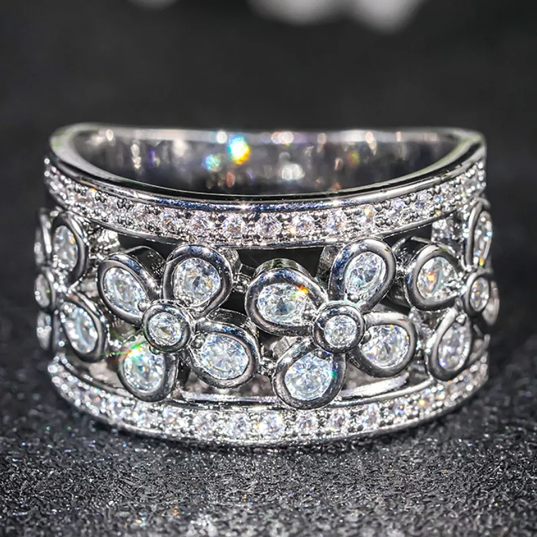 Anel de Noiva Cocktail com Zircónia Cúbica | Brilhante e de Luxo, Vários Tamanhos | Acessório para Festa e Moda 2