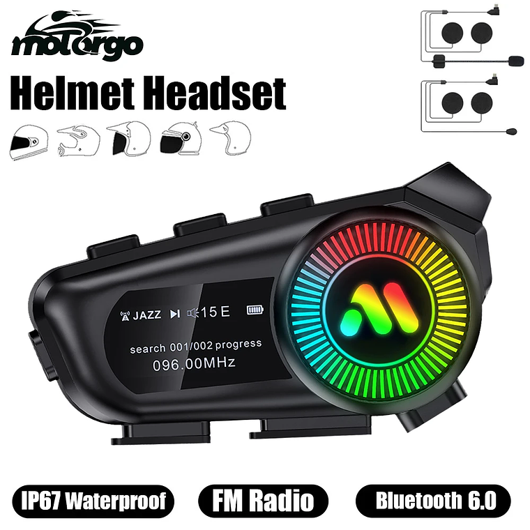 Intercom Bluetooth para Capacete R1 | Bluetooth 6.0, Rádio FM e Display LED 1