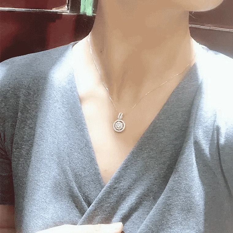 Colar Pingente Design Circular Huitan com CZ Brilhante | Colar Feminino Elegante para Festas e Aniversários 4