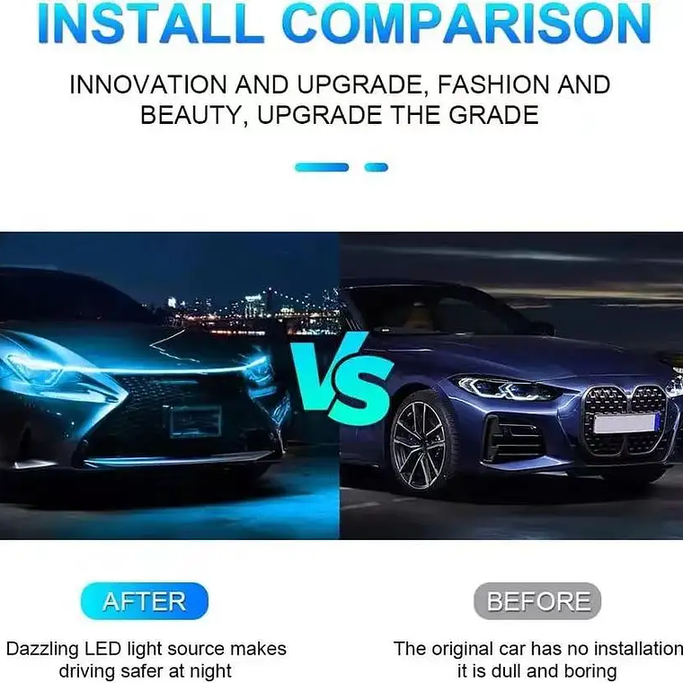 Fita LED Dinâmica Meteorito para Capô e Chassis | Luz Decorativa com Efeito Seqüencial para Automóvel 5