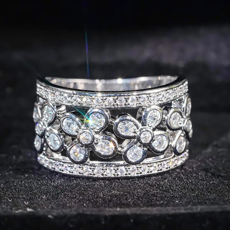 Anel de Noiva Cocktail com Zircónia Cúbica | Brilhante e de Luxo, Vários Tamanhos | Acessório para Festa e Moda 3