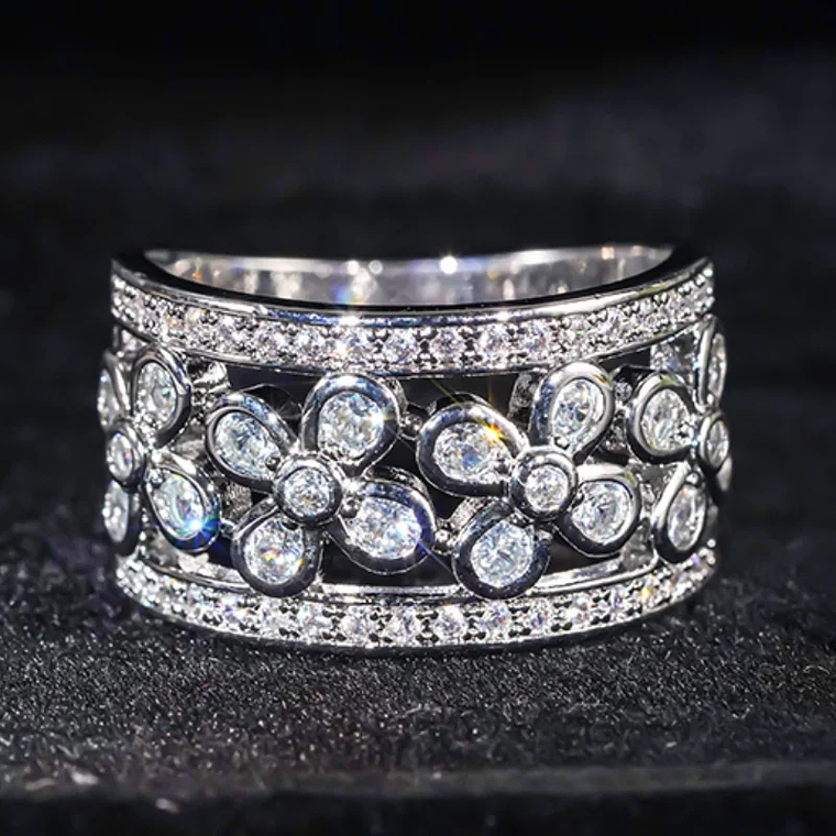 Anel de Noiva Cocktail com Zircónia Cúbica | Brilhante e de Luxo, Vários Tamanhos | Acessório para Festa e Moda 4