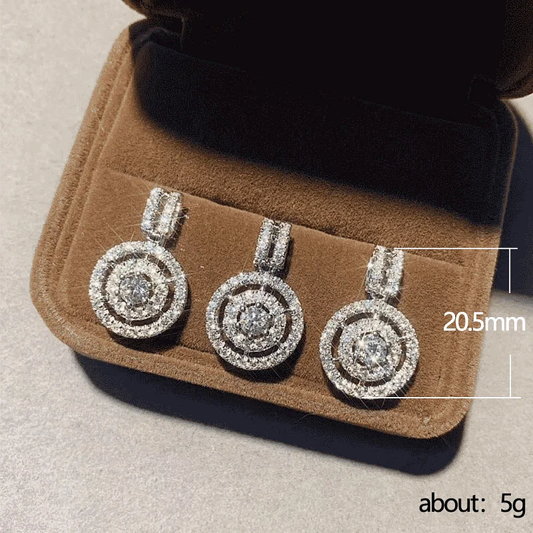 Colar Pingente Design Circular Huitan com CZ Brilhante | Colar Feminino Elegante para Festas e Aniversários 5