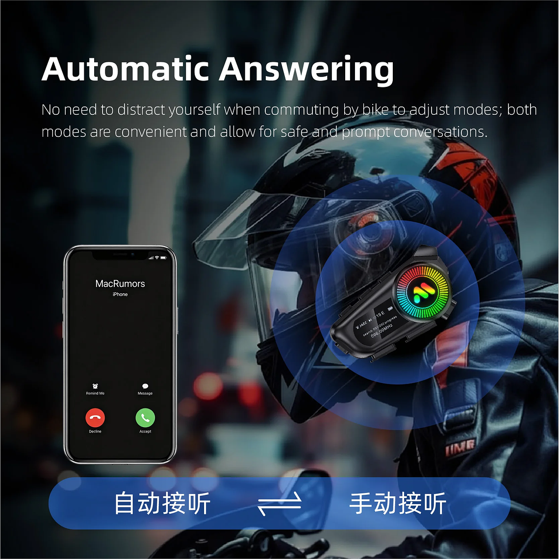 Intercom Bluetooth para Capacete R1 | Bluetooth 6.0, Rádio FM e Display LED 5