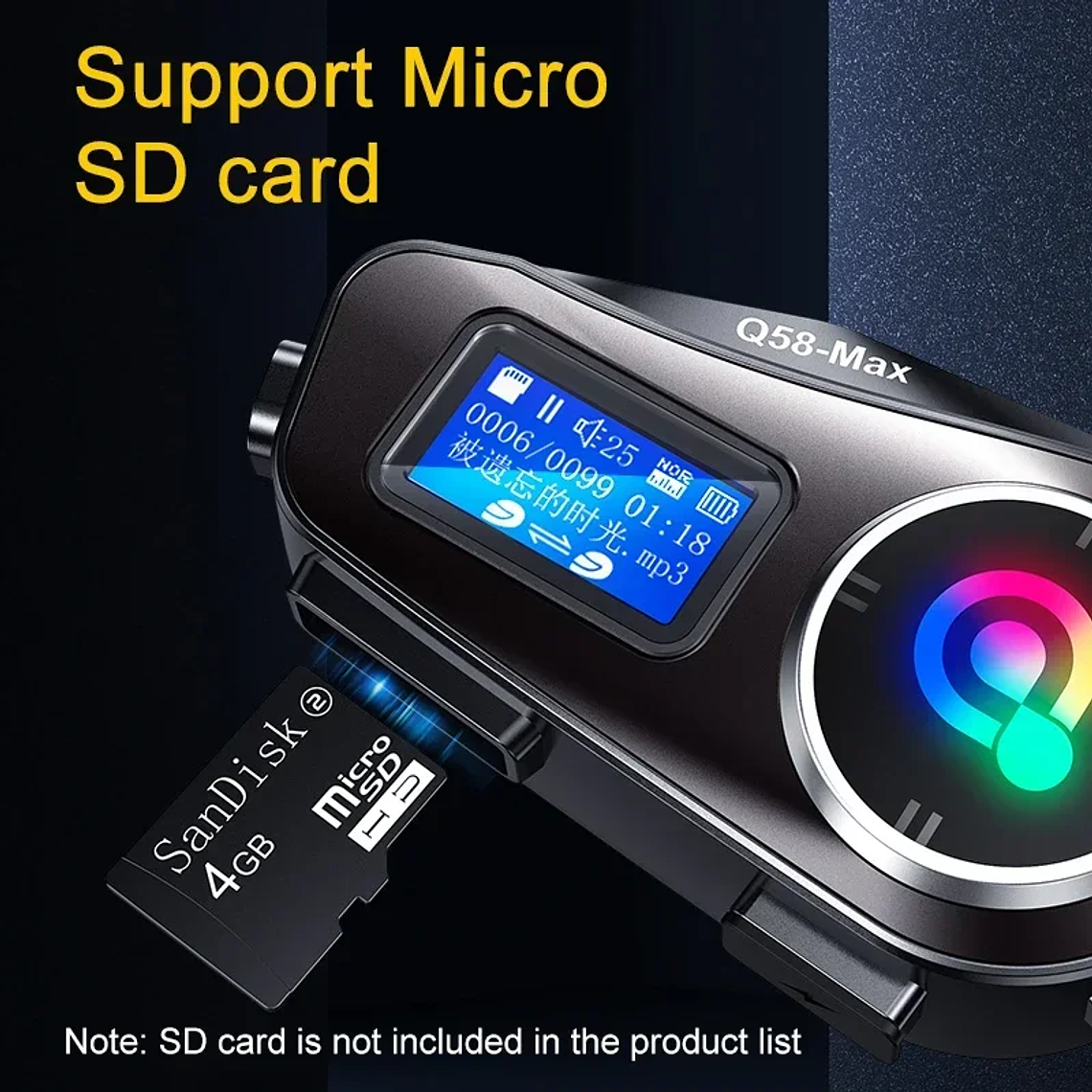  Intercom Bluetooth para Capacete Q58-MAX | Comunicação para 2 Motociclistas e Partilha de Música 3