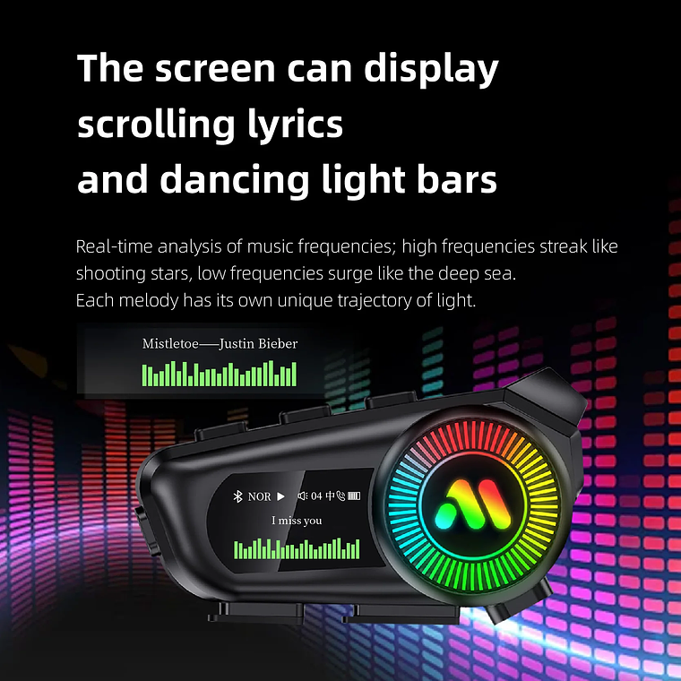 Intercom Bluetooth para Capacete R1 | Bluetooth 6.0, Rádio FM e Display LED 6