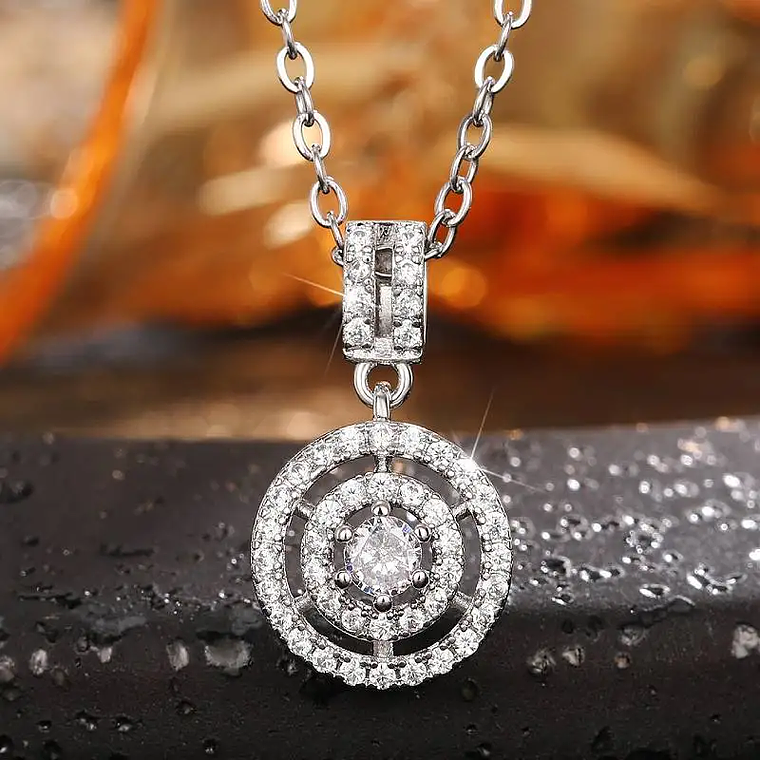 Colar Pingente Design Circular Huitan com CZ Brilhante | Colar Feminino Elegante para Festas e Aniversários 6
