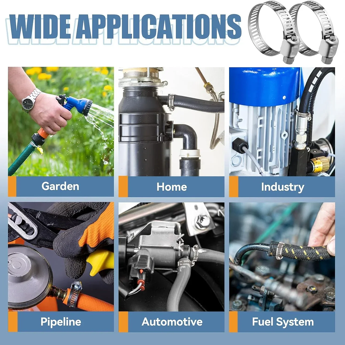 Caixa 40 Peças Abraçadeiras Inoxidáveis Americanas 8-29mm | Jogo Completo para Tubos 6